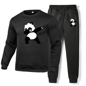 Survêtement 2 pièces d'été pour hommes, respirant et écologique 100% coton imprimé Panda, sweat-shirt de sport décontracté, grande taille - Product Image 2