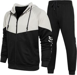 ชุดกีฬามีฮู้ดบล็อคสีสำหรับผู้ชาย,ชุดวอร์มแนวสปอร์ตลำลอง - Product Image 4