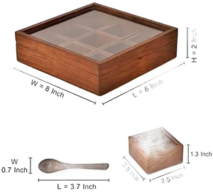 Customized Best Quality Handcrafted Natural Wooden Square Classic Design Spice <b>Box</b> Container for Home Restaurant Business <b>Gift</b> - Product Image 3