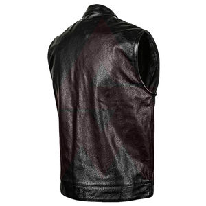 Chaleco de cuero de vaca hecho a mano genuino para hombres Nuevo diseño Chaleco de motociclista de invierno Cómodo personalizable al por mayor - Product Image 4