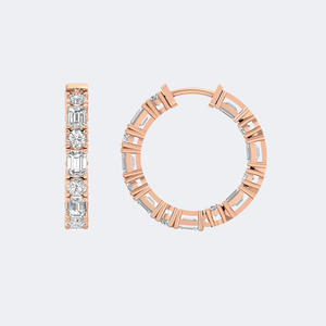 Pendientes de Aro Eternity con Diamantes de Laboratorio Cultivados en Oro de 14k, con Esmeralda Redonda de 5.15CTW y Formas Mixtas, Joyería de Diseño - Product Image 5