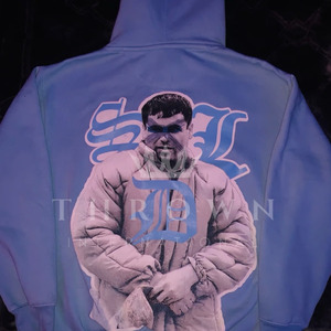 เสื้อฮู้ดโอเวอร์ไซส์ของผู้ชายแบบลำลองผ้าฝ้าย100% เฮฟวี่เวทสีดำพิมพ์ลายทรงหลวมแขนยาวสีดำ - Product Image 5