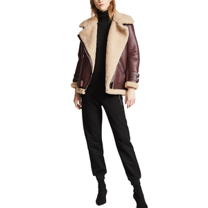 Veste en cuir véritable double face en peau de mouton, faite à la main, de qualité supérieure, imperméable et à séchage rapide, col en V, pour femme, best-seller OEM - Product Image 3