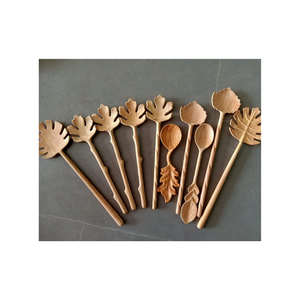 ช้อนไม้กันลื่นด้ามยาวช้อนปิกนิกไม้ธรรมชาติเสิร์ฟสลัดมังสวิรัติ - Product Image 1