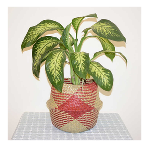 ตะกร้าใส่ของลายเพชรทำด้วยมือวัสดุหวายธรรมชาติตามสั่งสำหรับตกแต่งบ้านในร่ม - Product Image 1