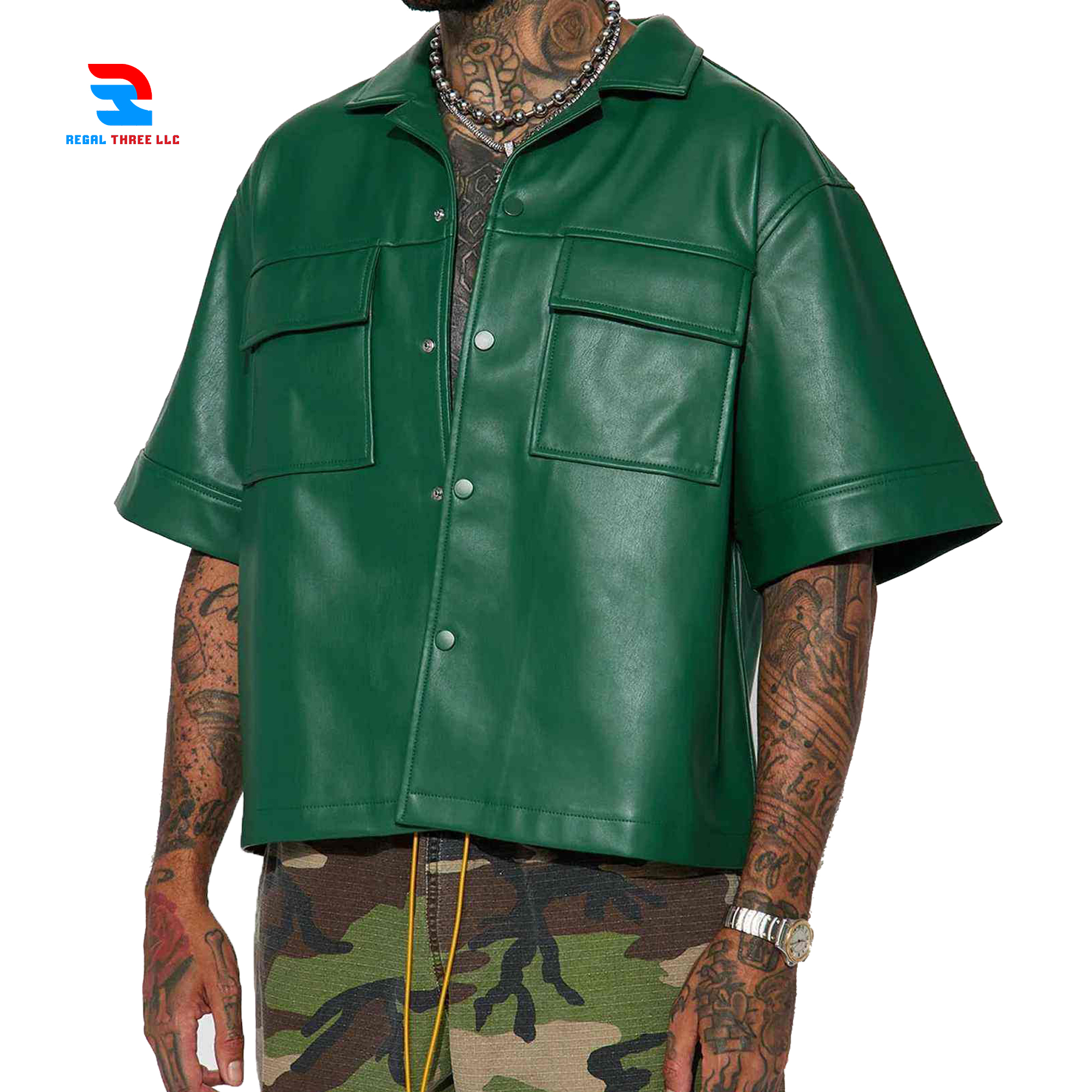 Best Selling Half Shirt - Half Leather Shirt - Custom Men's