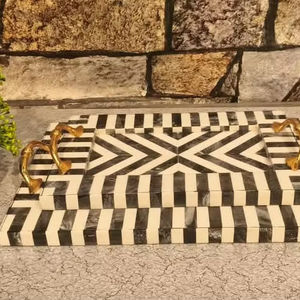 Exquisita bandeja para servir con incrustaciones de hueso, plato de postre de primera calidad hecho a mano para celebraciones de Eid, regalos árabes y Decoración de mesa para el hogar - Product Image 1