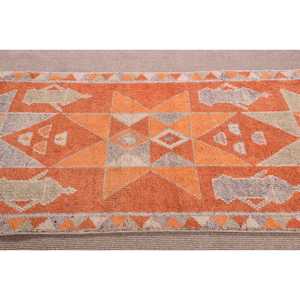 Turkish Vintage <b>Runner</b> <b>Rug</b> 3.37x11.3 ft, Orange Gray Geometric <b>Rug</b> - Product Image 4