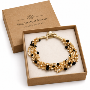 Pulsera de Perlas de Imitación Chapada en Oro Estilo Boho, Joyería para Mujer, Pulsera de Aleación con Perlas Blancas y Negras de Varias Capas - Product Image 5