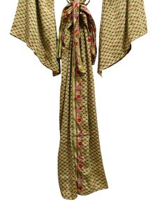 Albornoz largo peso ligero Vintage Sari Robe suave playa fiesta vestido indio hecho a mano seda Kimono - Product Image 4