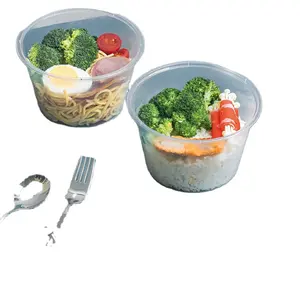 Kapaklı 1000ml yuvarlak şekil PP plastik gıda kabı servis kasesi şeffaf paket mikrodalga güvenli amazon'da en çok satan