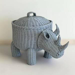 Cesta de mimbre con forma de rinoceronte para bebés, cestas de mimbre de la más alta calidad, organizadores de almacenamiento para niños, venta al por mayor - Product Image 3