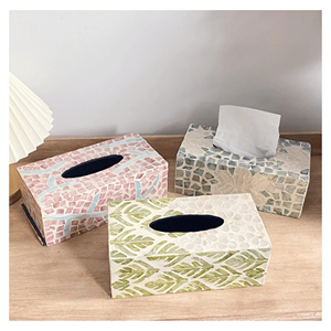 Caja de pañuelos de madera con incrustaciones de nácar, madera pulida con incrustaciones de nácar para la cubierta de la caja de pañuelos, decoración del hogar, origen Vietnam - Product Image 4