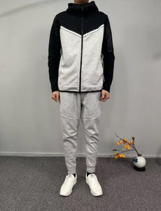 Verano moda logotipo personalizado marca Terry 2 uds Sudadera con capucha Casual algodón grueso reflectante hombres chándal transpirable secado rápido - Product Image 6