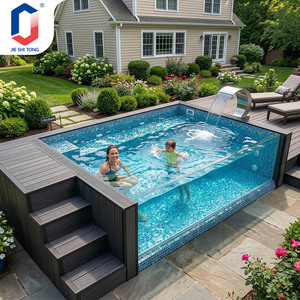 สระว่ายน้ำไฟเบอร์กลาสแบบตั้งพื้น ทนทานต่อรังสียูวี ดูแลรักษาง่าย อายุการใช้งานยาวนาน เหมาะสำหรับรีสอร์ท สระว่ายน้ำสำเร็จรูปกลางแจ้ง - Product Image 1