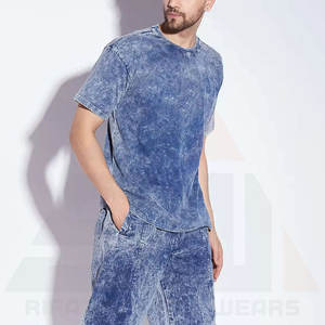 Camiseta de Punto Personalizada de Nuevo Diseño, 100% Algodón, 2025, Lisa, Informal, para Hombre, Corte Regular, Lavado Ácido, Estilo Urbano - Product Image 6