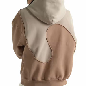 Wholesale Custom <b>Oversized</b> French Terry Custom High Quality Embroidered Logo Panelled Cotton <b>Fleece</b> Pullover <b>Hoodie</b> for <b>Men</b> - Product Image 2