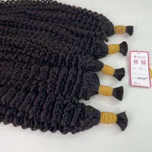 Lujo 100% cabello humano vietnamita Color Natural # 1B 28 pulgadas extensiones a granel rizado 100g doble dibujado cabello a granel sin trama - Product Image 2