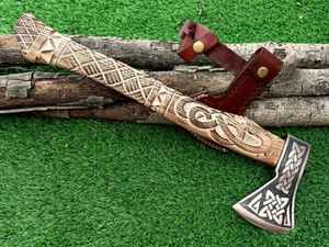 High Quality Damascus Steel Tomahawks 12 Inches 1 Year Warranty Multi-Purpose Industrial Use Silver Damascus Steel Handle - Product Image 2