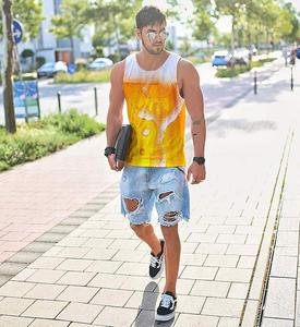 Summer Mens Tank Top 100 Percent Cotton 3D Print Sleeveless Casual Wear Lightweight Breathable Gym <b>Vest</b> USA EU Sizes - Product Image 3