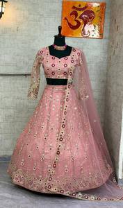 Lehenga de Malla Suave de la Mejor Calidad al por Mayor, Diseño Moderno, Largo hasta el Suelo, Secado Rápido, Hermoso Bordado, Capas de Can-Can, para Fiestas de Mujeres - Product Image 4