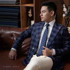 Corbata de seda de morera pura tejida azul para hombre-Diseño de gama alta CS8XDHS1 | Colección Tinh Vu | Hecho en Vietnam - Product Image 5