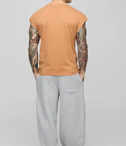 Chemise sans manches en coton de haute qualité 305G, t-shirt ample ajusté pour hommes, logo personnalisé, style formel, chemises en gros - Product Image 5