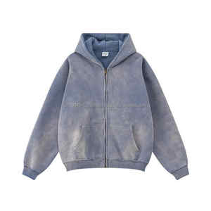 Jersey de invierno con capucha de gran tamaño Vintage para hombre, sudadera de algodón térmico de felpa lavada pesada, ropa de calle bordada, talla XL - Product Image 6