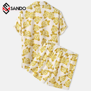 ชุดชายหาดแขนสั้นสำหรับผู้ชาย,ชุดสั้นสองชิ้นแบบลำลองโลโก้แบบกำหนดเองสำหรับฤดูร้อน - Product Image 4