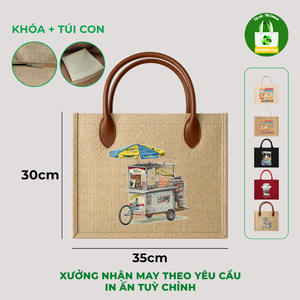 กระเป๋าผ้าแคนวาส Truong Gia ขนาด 35x30 ซม. ปิดด้วยซิป กระเป๋าช้อปปิ้ง ผลิตในเวียดนาม - Product Image 1