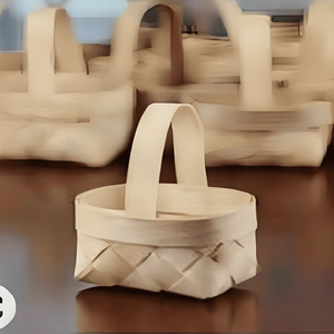 Cesta de madera tejida a mano Diseño tradicional con asas resistentes para almacenamiento y picnics - Product Image 1