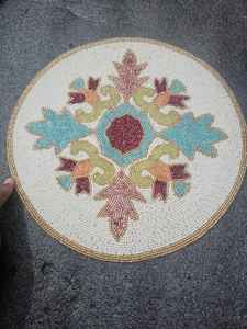 Dessous de verre de 14x14 pouces de style campagnard élégant écologique tapis faits à la main tampons perlés cuisine ameublement - Product Image 5