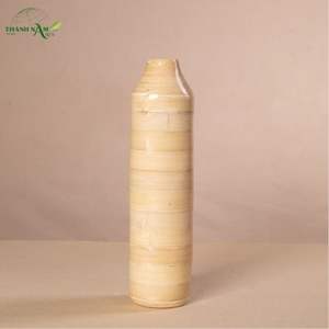 Jarrón Decorativo de Bambú Delgado, Estilo Art Deco, Forma Enrollada, Ecológico, para Mesa, Serie Color y Acabado Natural - Product Image 6