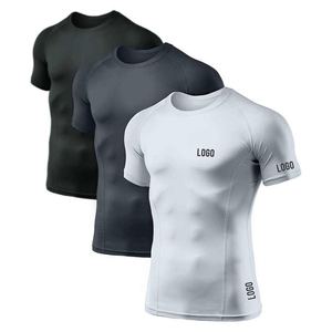 Custom Short Sleeve Rashguard <b>Mens</b> Compression <b>Shirts</b> UV Protection Rash Vest <b>Swim</b> Surf Rash Guards - Product Image 3