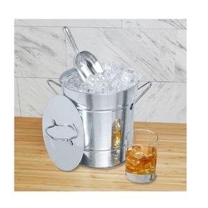 Cubo de Hielo Galvanizado de Doble Pared, Cubo de Hielo Aislado con Tapa, Diseño Martillado, Cubo de Hielo de Acero Inoxidable - Product Image 5