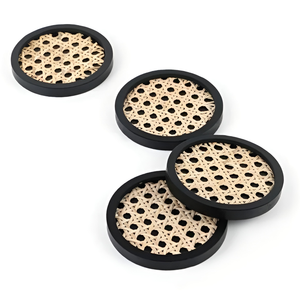 Posavasos decorativos de mimbre y madera natural hechos a mano de nuevo diseño para decoración de mesa y eventos, decoración de fiesta hecha en Vietnam - Product Image 1