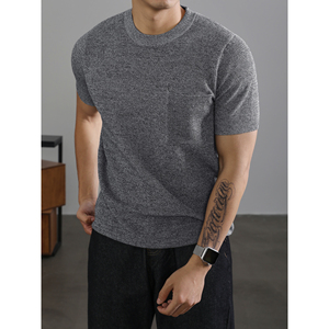 T-shirt à manches courtes et col rond avec poche poitrine, personnalisable avec logo, idéal pour l'été – Vente en gros - Product Image 1