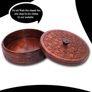 Boîte à Roti en bois de qualité supérieure avec couvercle décor Hotpot Chapati Casserole Conteneur de stockage des aliments Ustensiles de cuisine traditionnels pour servir - Product Image 3