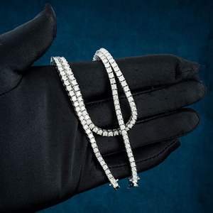 Collar de cadena de tenis personalizado plata esterlina diamante corte redondo - Product Image 3