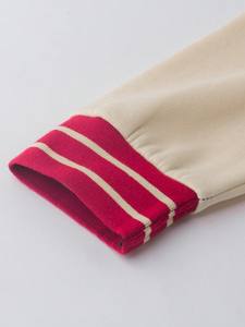 Chaqueta universitaria acolchada de lana con capucha Beige marino Unisex 100% algodón Streetwear College Baseball prendas de vestir exteriores Red Rib Trim Warm - Product Image 4