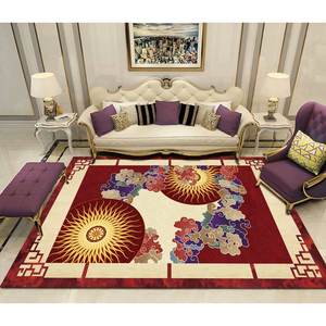 Tapis moderne en velours cristal géométrique, grand tapis sur mesure avec base antidérapante à pois pour salle à manger et chambre à coucher - Product Image 1