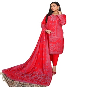 Bin Hameed Mujer Lana de melocotón 3 piezas Salwar Kameez Bellamente diseñado Uso diario Disponible Varios tamaños Indio paquistaní - Product Image 1
