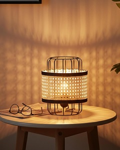 Asian Bamboo Eco-Friendly Dome <b>Shade</b> Electric <b>Table</b> <b>Lamps</b> for Home Decoration Bedroom - Product Image 1