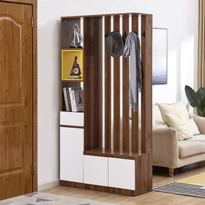 Meuble de rangement en bois massif pour salon, entrée, porte d'entrée, armoire à chaussures intégrée, style chinois, porte-manteau de couloir suspendu - Product Image 3
