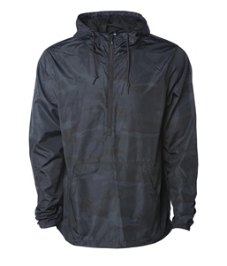 Vêtements d'extérieur à prix avantageux, coupe-vent léger noir à fermeture éclair sur le devant, doublure en maille imperméable, veste anorak - Product Image 1