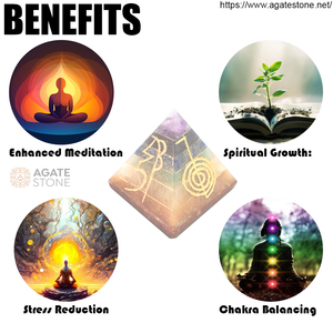 Pirámide de Reiki Usui grabada de 7 Chakras Bonded Divine con piedras pulidas para la atracción del amor, curación y decoración de meditación - Product Image 2