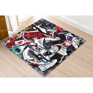 Tapis imprimé baskets, design graffiti moderne, décoration d'intérieur populaire, tapis tapisserie - Product Image 1