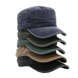 Unconstructed Men's Women's Cadet Baseball <b>Cap</b> Vintage <b>Flat</b> Top Washed Cotton Sun Hat for Outdoor Sports Sporty Style Metal Back - Product Image 4