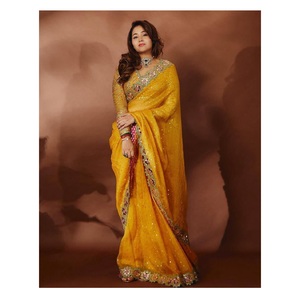 ชุดส่าหรีสำหรับงานปาร์ตี้ชุดอินเดียและปากีสถานผ้าจอร์เจียเทียมสไตล์บอลลีวูดสุดพิเศษ - Product Image 1