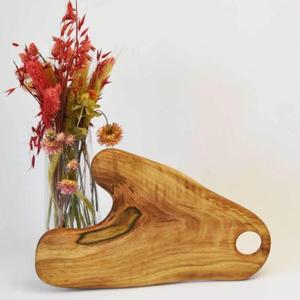 Tabla de cortar de madera Premium para uso en cocina multiusos y tabla de cortar de madera de diseño de forma redonda con acabado antiguo Premium - Product Image 3